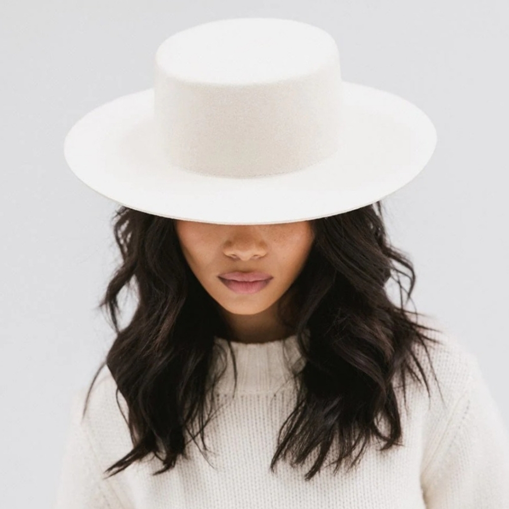 Gigi Pip Dahlia Boater Hat Felt Hat For Ladies